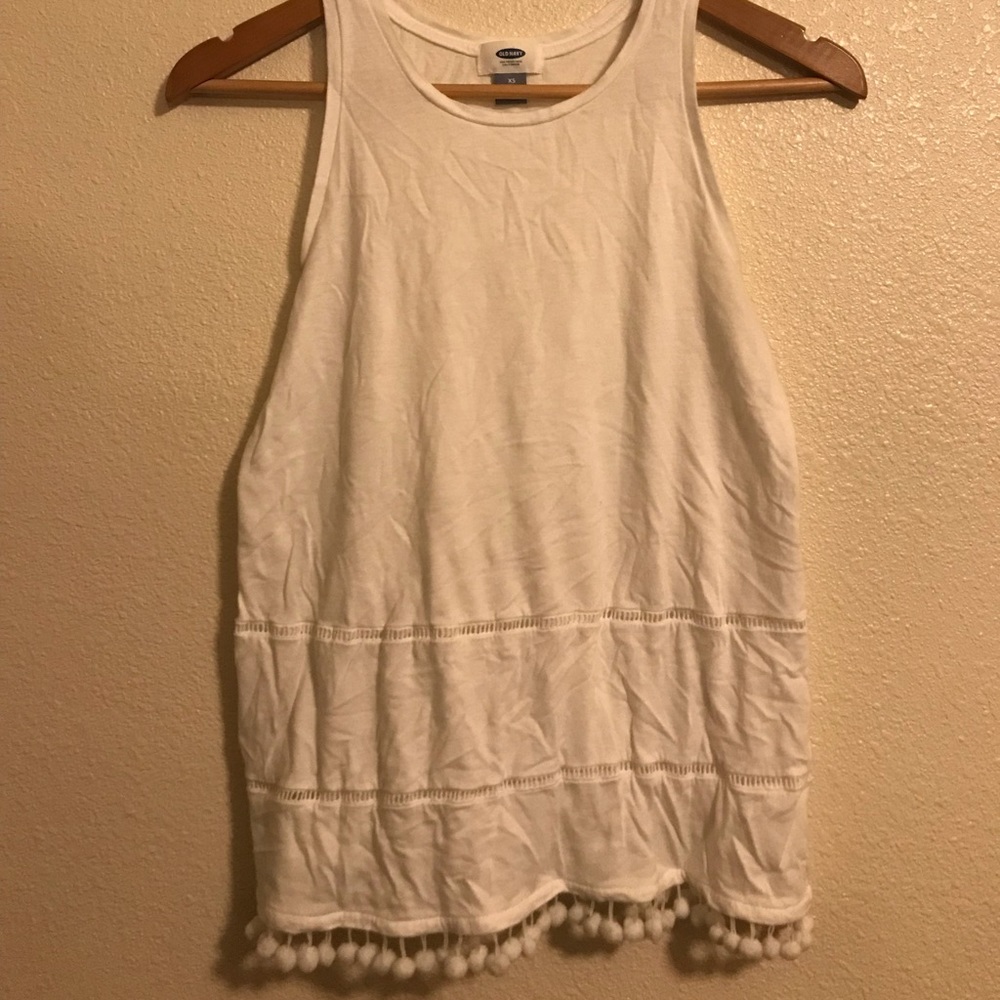 White eyelet Pom Pom tank ~ Old Navy